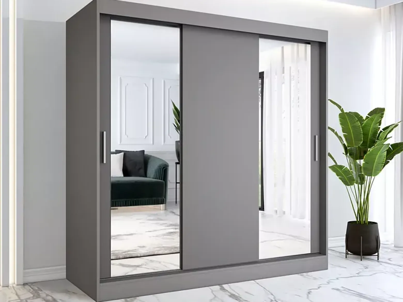 Szafa przesuwna antracyt 200 cm - Maeno