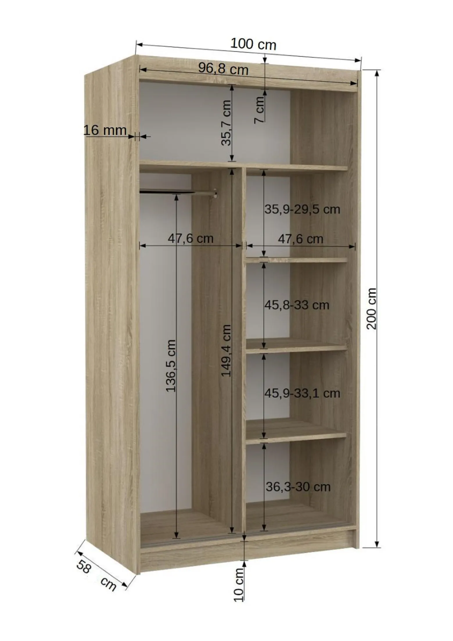 Szafa przesuwna ASTEN 100 Choco