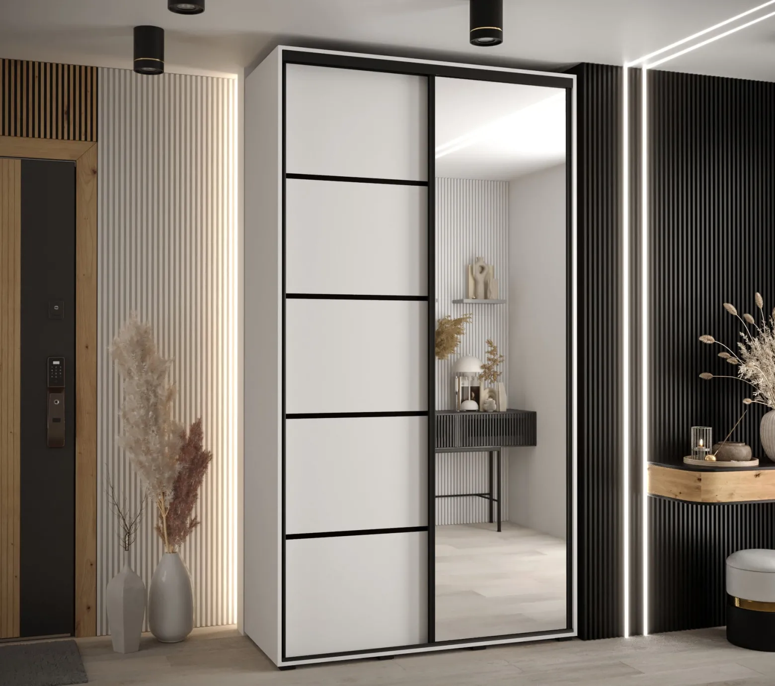 Szafa przesuwna 60 Cannes 5 130 biały+biały+czarny