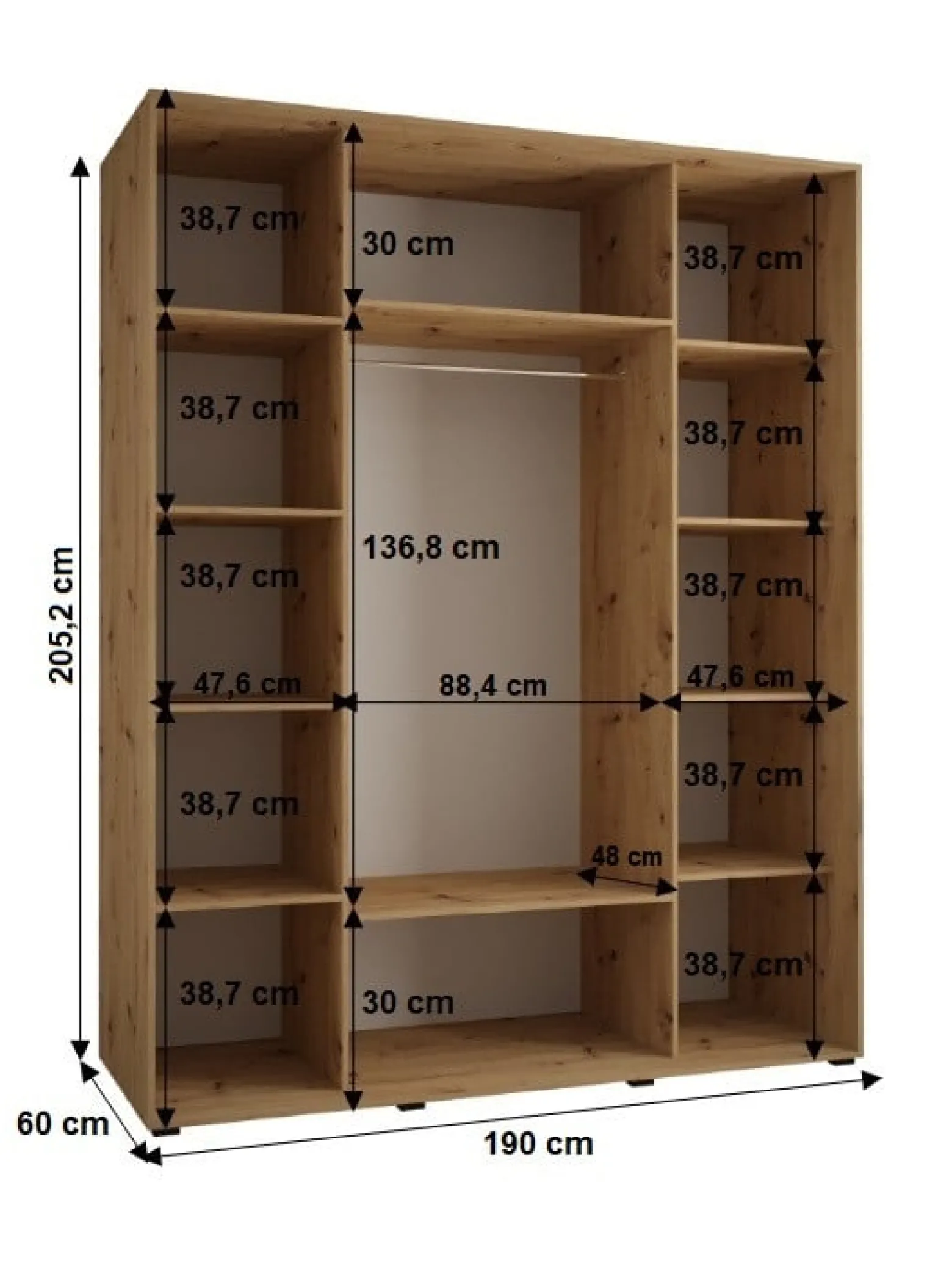 Szafa przesuwna 60 Cannes 1 190 biały+biały+czarny