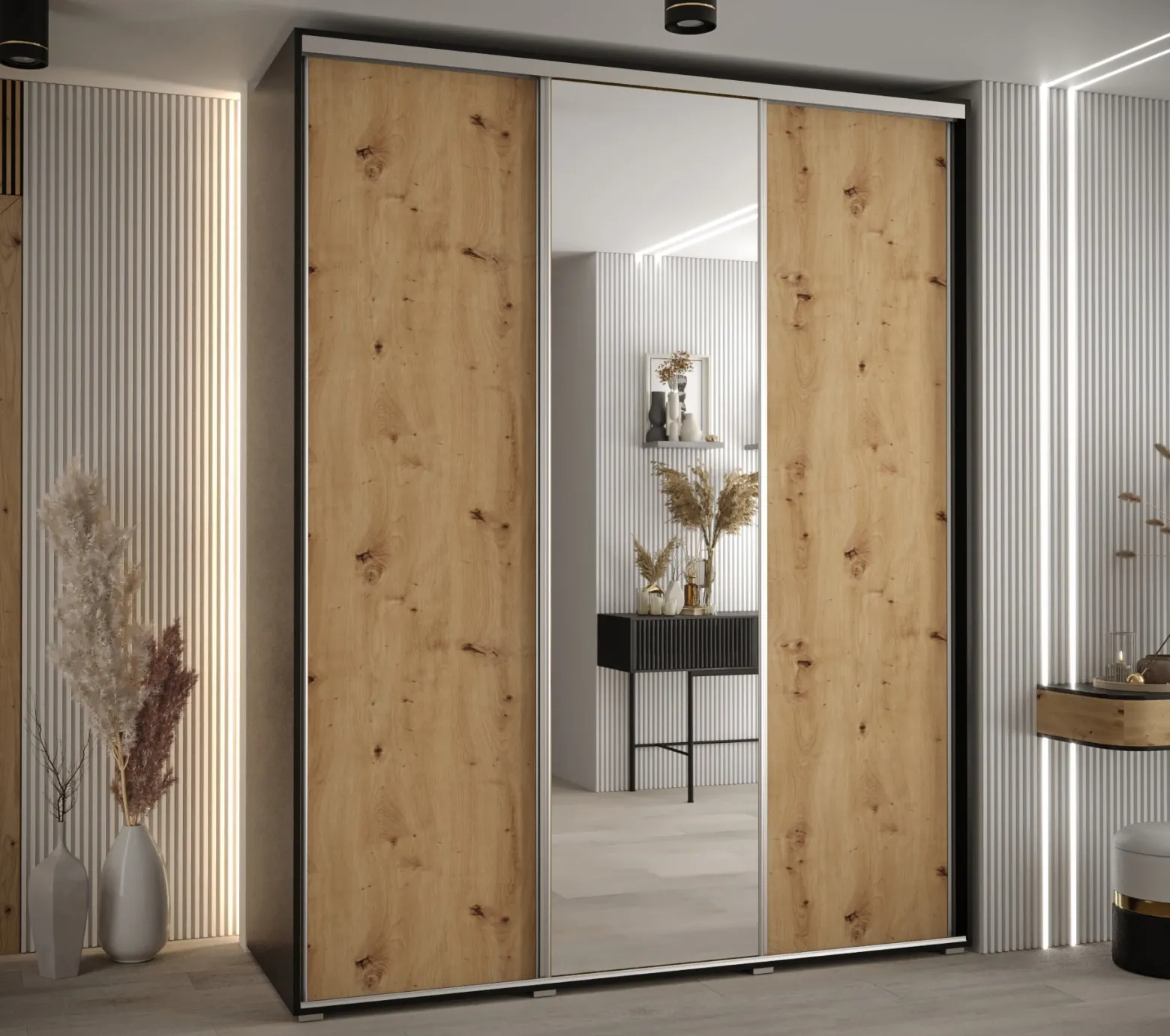 Szafa przesuwna 60 Cannes 3 190 czarny+artisan+srebrny