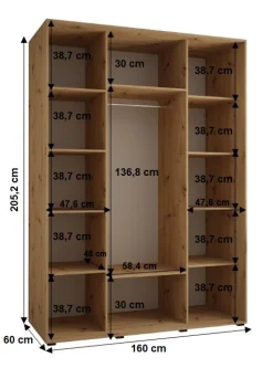 Szafa przesuwna 60 Cannes 2 160 czarny+czarny+czarny