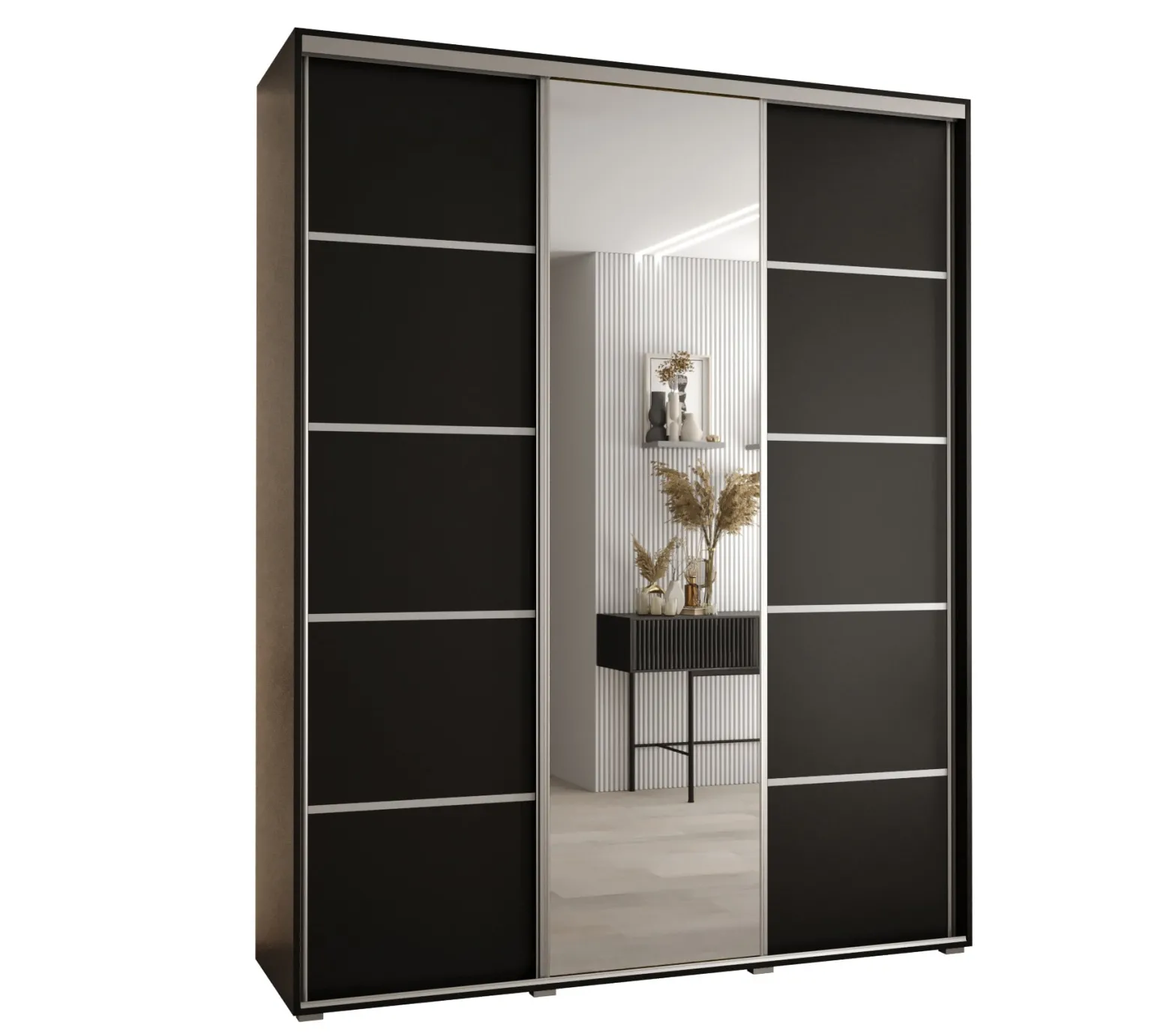 Szafa przesuwna 45 Cannes 5 190 czarny+czarny+srebrny