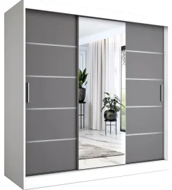Szafa przesuwna 200 cm biały + antracyt - Zeeno