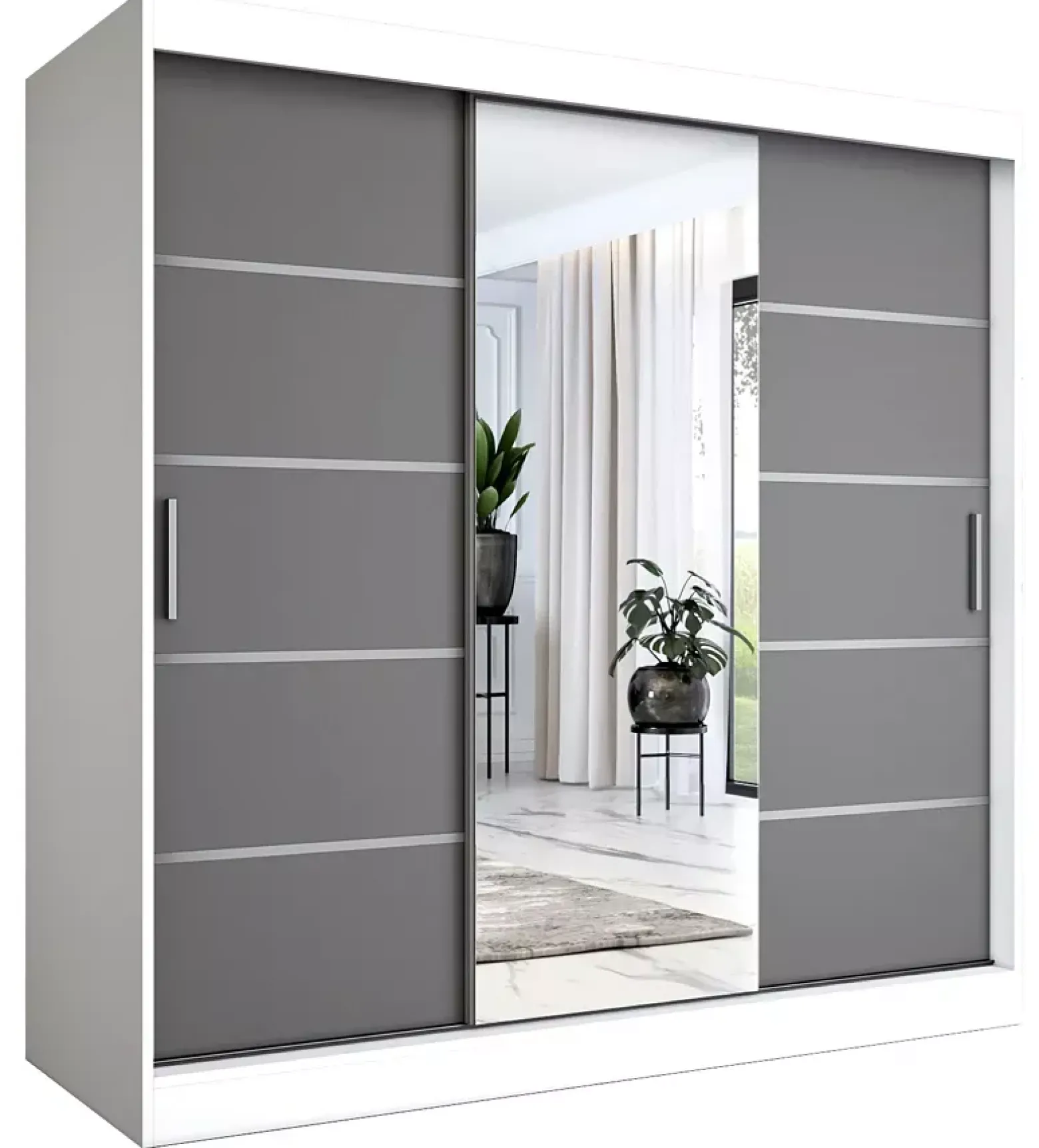 Szafa przesuwna 200 cm biały + antracyt - Zeeno