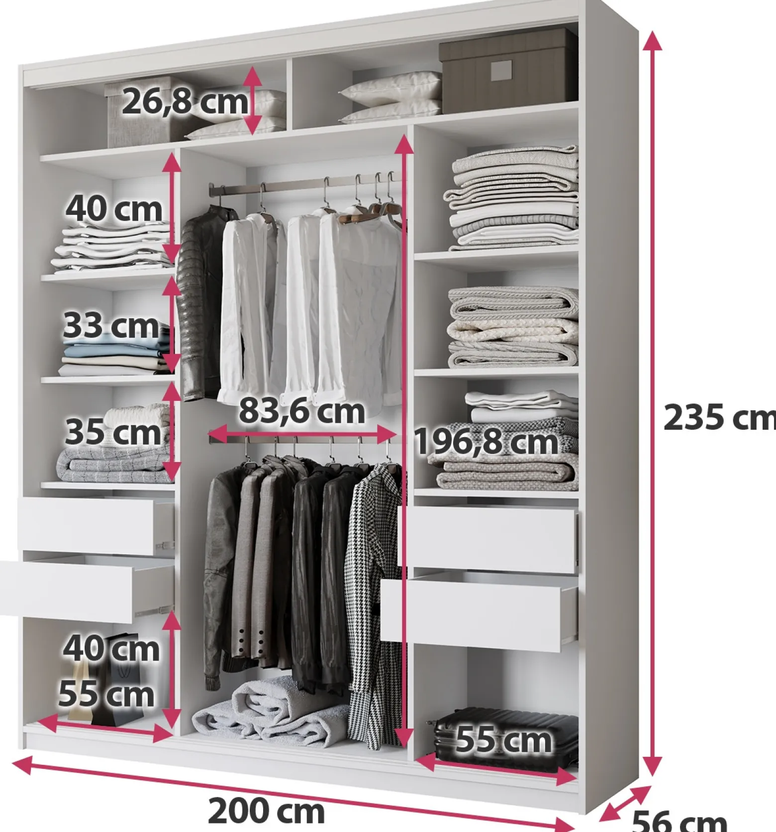 Szafa przesuwna 200 cm VITA MAX