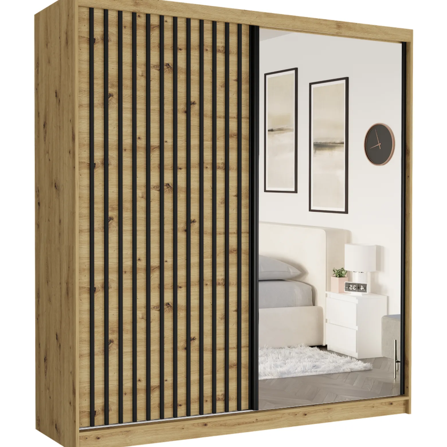 Szafa przesuwna 203 cm z lustrem lamele FRAMIRE Tivaro I artisan artisan