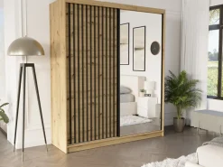 Szafa przesuwna 183 cm z lustrem lamele FRAMIRE Luna III artisan artisan