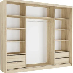 Szafa przesuwna 250 cm z lustrem szprosy FRAMIRE Norvio II artisan biały
