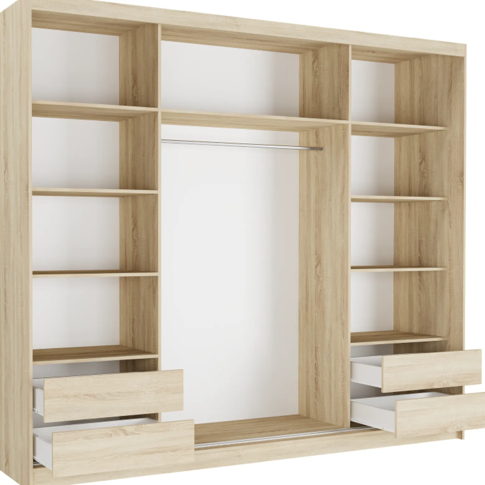 Szafa przesuwna 250 cm z lustrem szprosy FRAMIRE Norvio II artisan biały