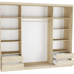 Szafa przesuwna 250 cm z lustrem szprosy FRAMIRE Norvio II artisan biały