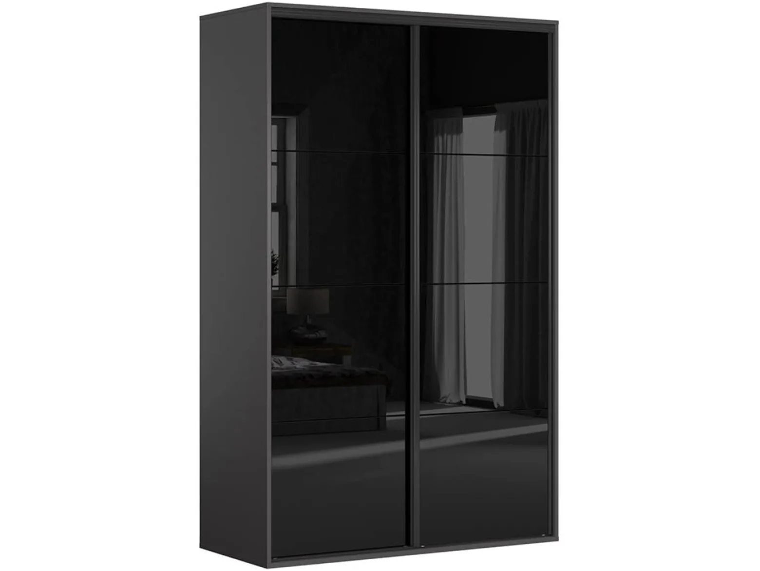 Szafa przesuwna Flex 150 cm grafit/czarny połysk
