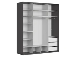 Szafa przesuwna Flex 200 cm z lustrem grafit/dąb artisan