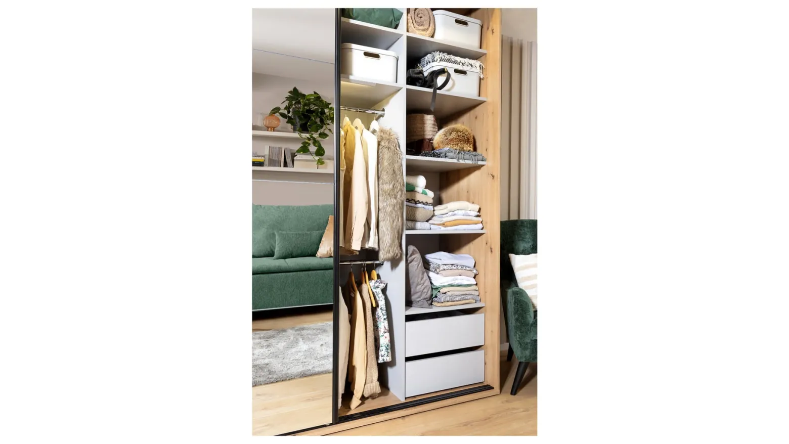 Szafa przesuwna Flex 200 cm z lustrem dąb artisan