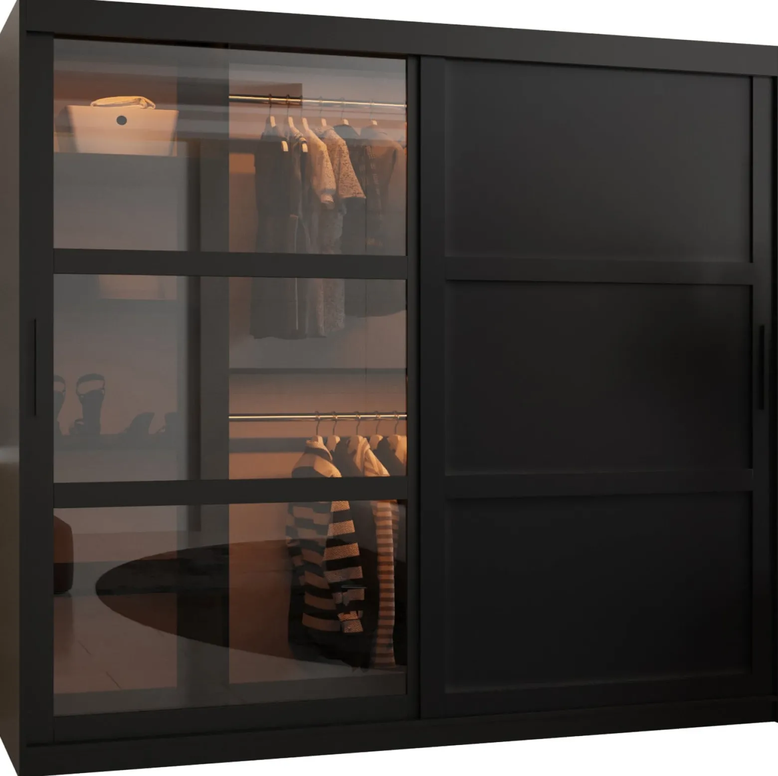 Szafa przesuwna Garderoba DOME 3 200 czarny