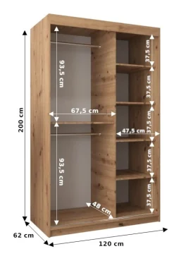 Szafa przesuwna Garderoba Elypse 120 czarny + sonoma