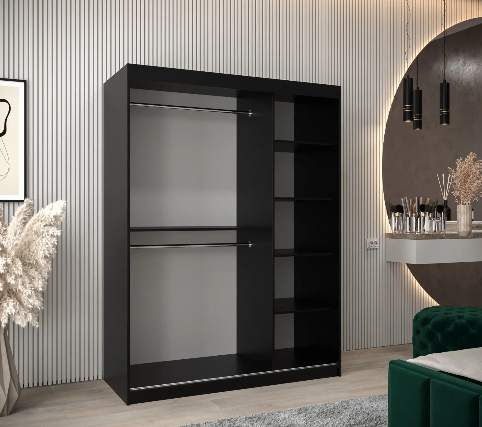 Szafa przesuwna Garderoba FLUTES 2 150 czarny