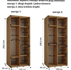 Szafa przesuwna Garderoba LANKO 1 120 gł. 60 biały/artisan