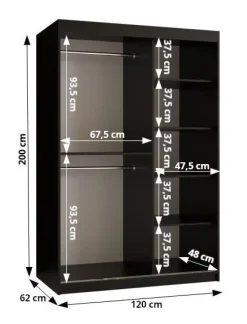 Szafa przesuwna Garderoba Riflo Wave 1 120 czarny + czarny