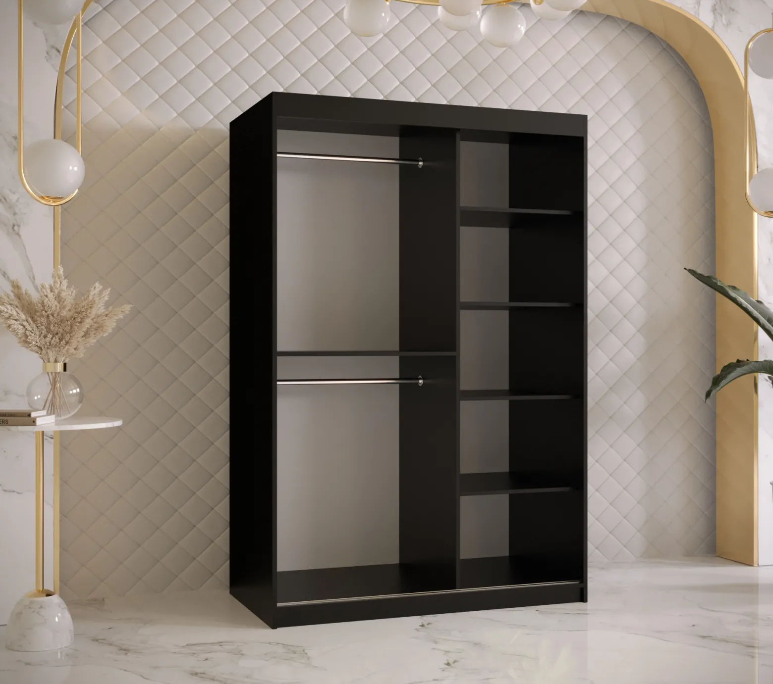 Szafa przesuwna Garderoba Riflo Wave 1 120 czarny + czarny