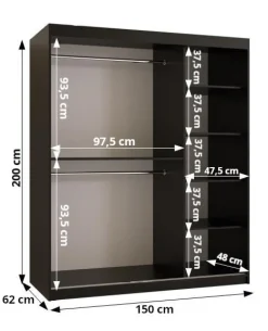 Szafa przesuwna Garderoba Riflo Wave 2 150 biały + biały