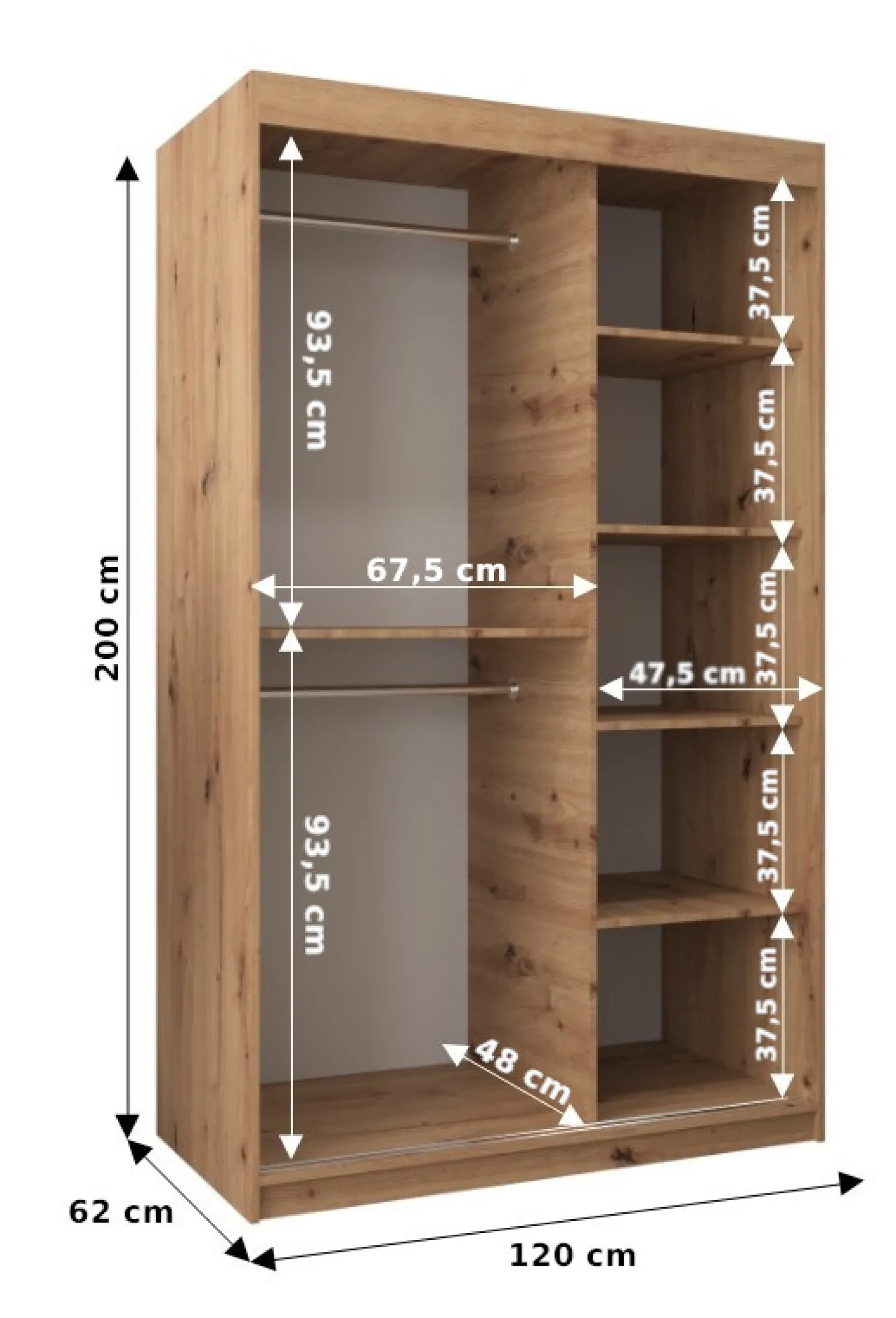 Szafa przesuwna Garderoba Tokyo 2 120 sonoma + biały