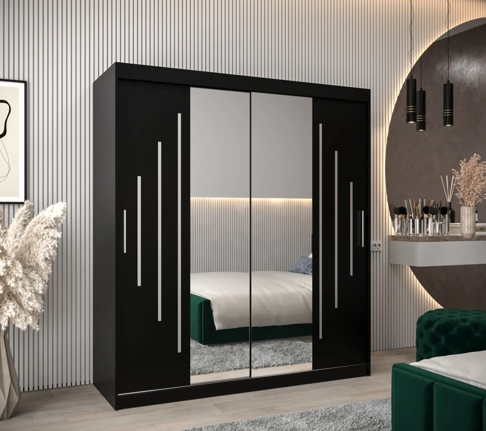 Szafa przesuwna Garderoba YORK 1 180 czarny/czarny