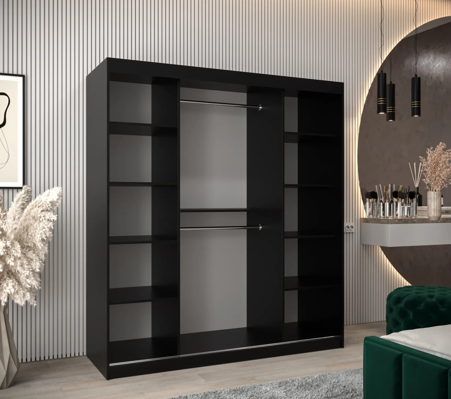Szafa przesuwna Garderoba YORK 1 180 czarny/czarny