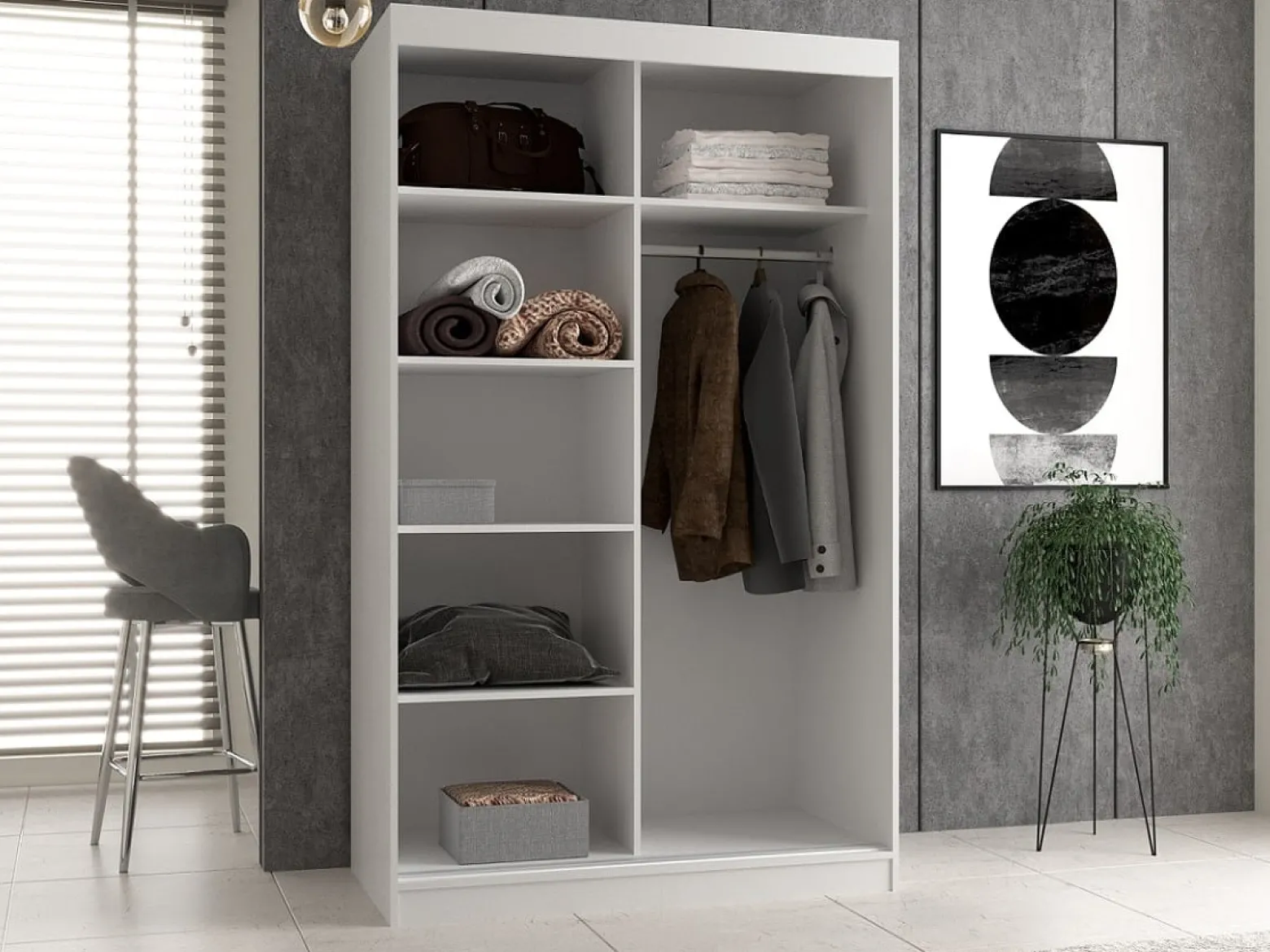 Szafa przesuwna Iga 120cm 2 lustra Antracyt/Dąb Artisan