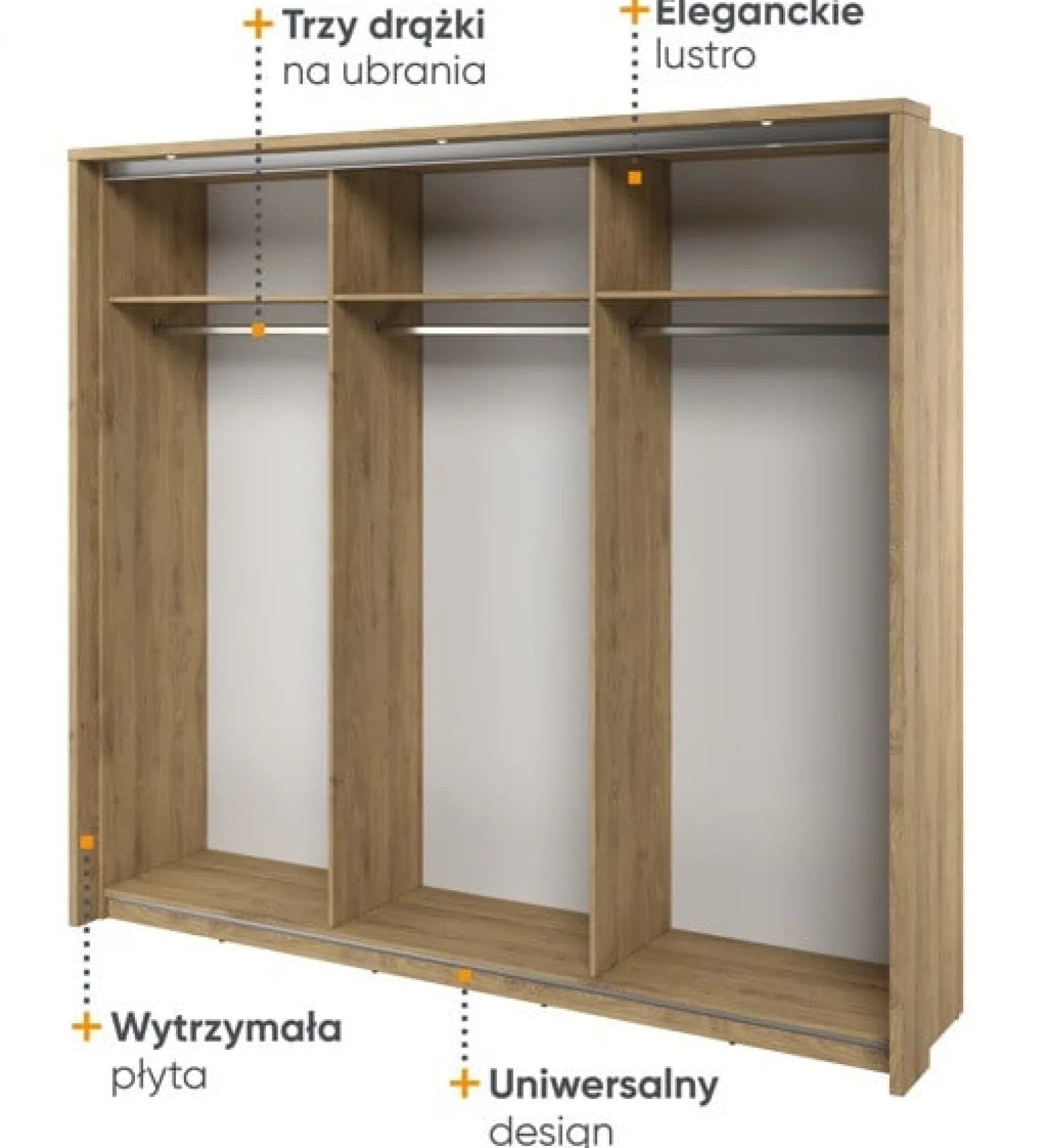 Szafa przesuwna MINIO go for it ERTA 27 z oświetleniem,dąb shetland 1 szt.