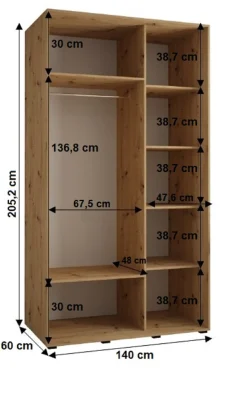 Szafa przesuwna SAPPORO 1 140 gł. 60 czarny/czarny