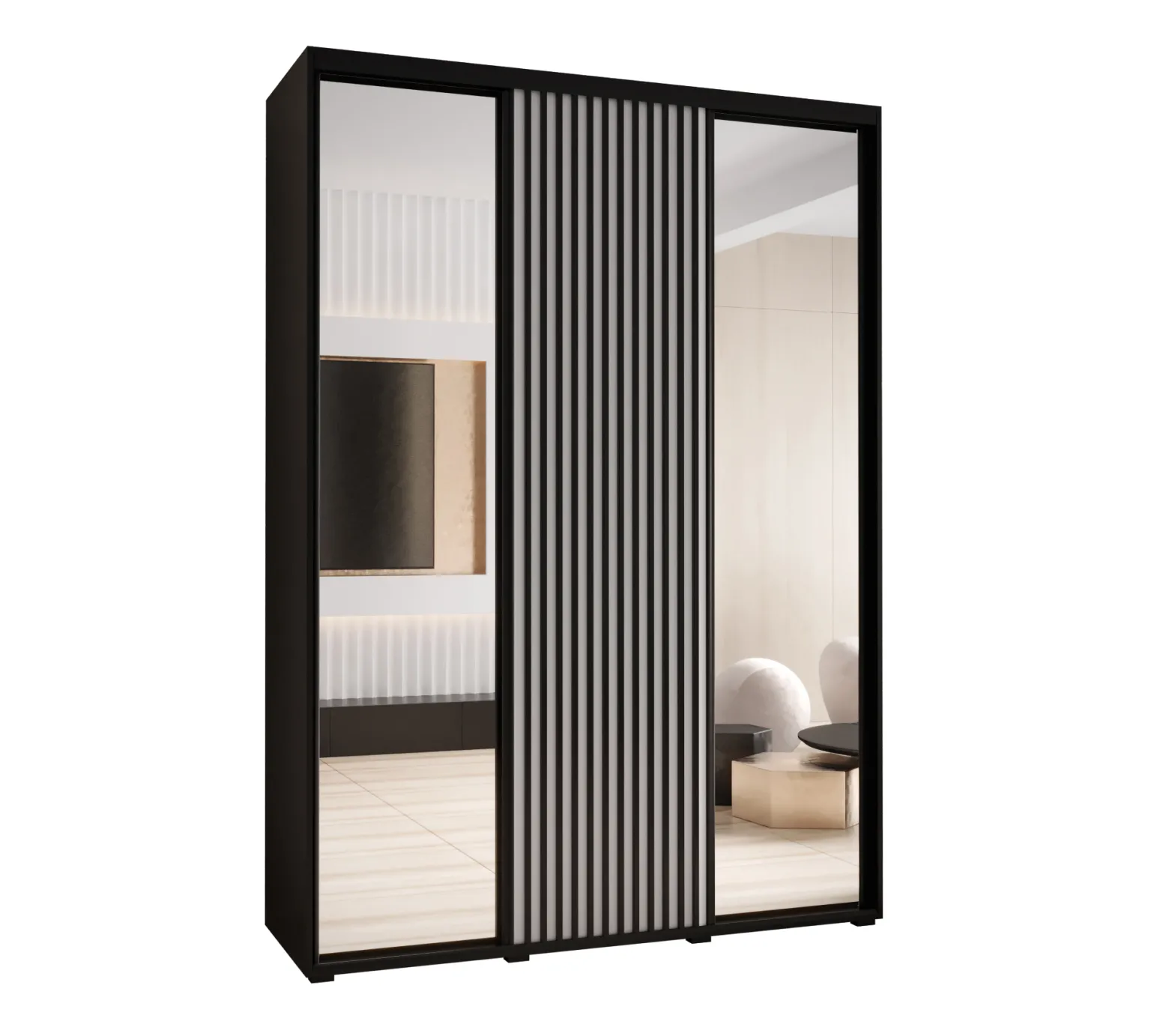 Szafa przesuwna SAPPORO 2 170 gł. 60 czarny/biały
