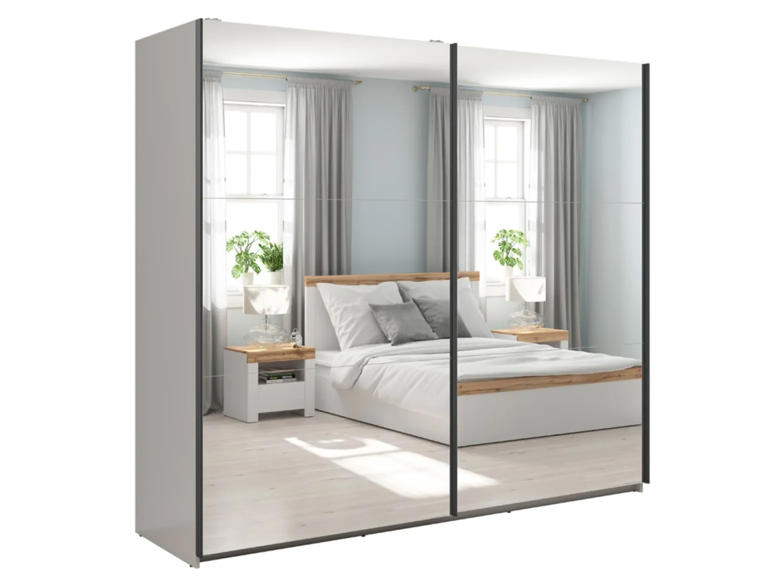 Szafa przesuwna Tetrix 220 cm z lustrem kaszmir