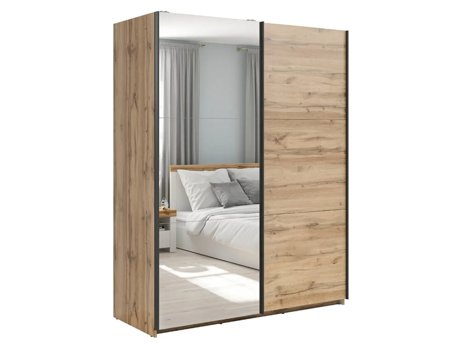 Szafa przesuwna Tetrix 153 cm z lustrem dąb wotan