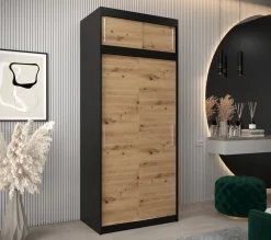 Szafa przesuwna Tokyo 100 czarny + artisan z nadstawką