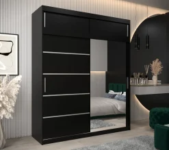 Szafa przesuwna Verona 2 200 czarny + czarny z nadstawką