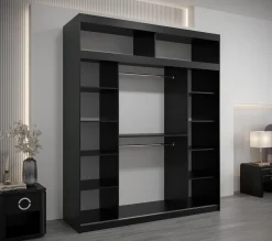 Szafa przesuwna Verona 2 200 czarny + czarny z nadstawką