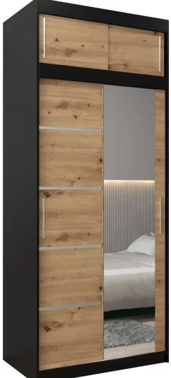 Szafa przesuwna Verona 2 100 czarny + artisan z nadstawką