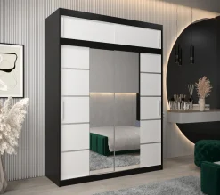 Szafa przesuwna Verona 4 180 czarny + biały z nadstawką