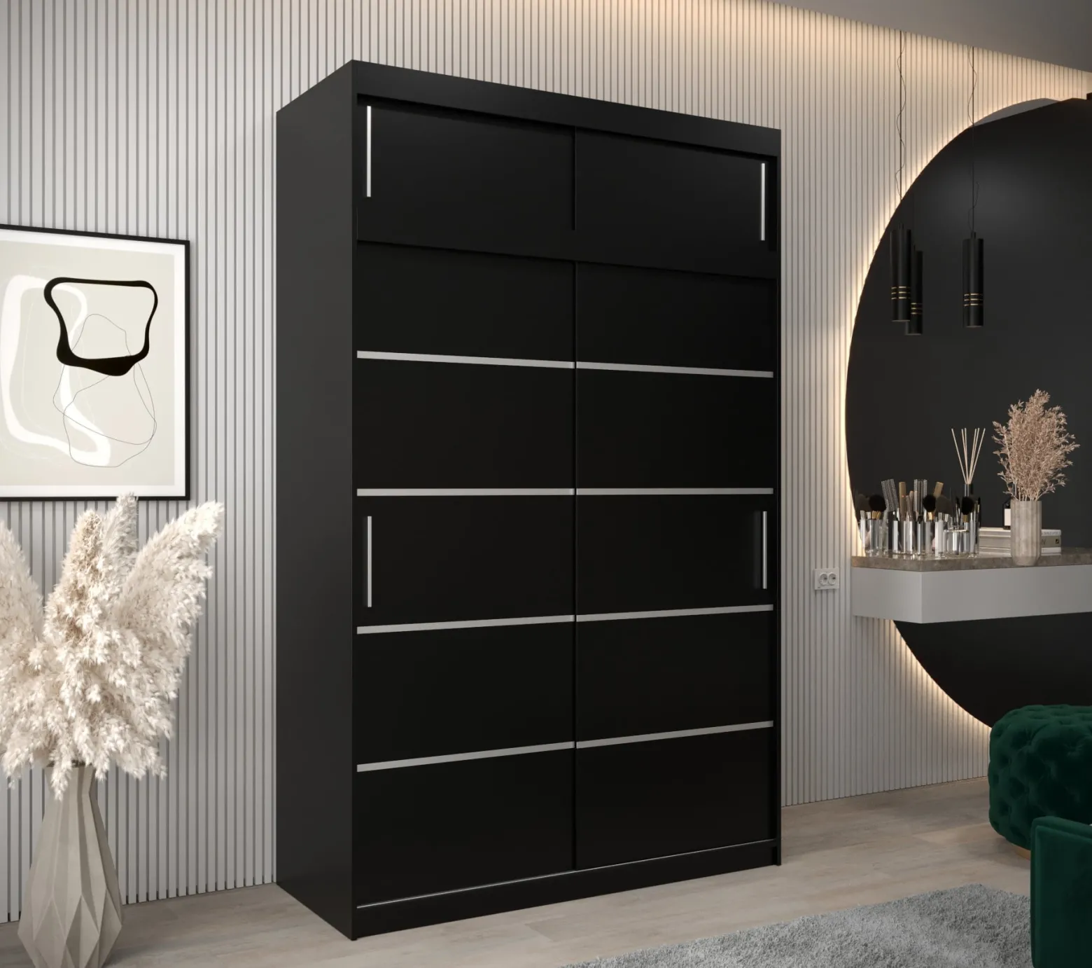Szafa przesuwna Verona 1 150 czarny + czarny z nadstawką