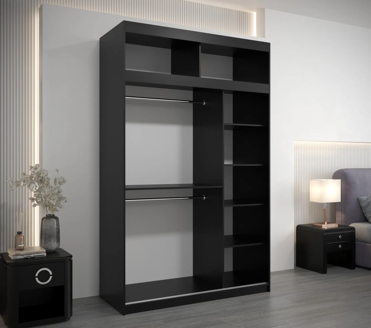 Szafa przesuwna Verona 1 150 czarny + czarny z nadstawką
