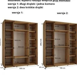 Szafa przesuwna 60 wysoka Dakota 12 190 kaszmir+kaszmir+czar