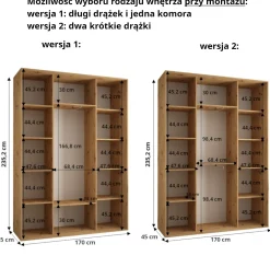 Szafa przesuwna 45 wysoka Dakota 11 170 kaszmir+kaszmir+czar