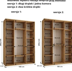 Szafa przesuwna 45 wysoka Dakota 5 180 kaszmir+kaszmir+czarn