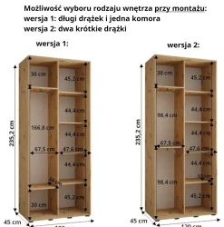 Szafa przesuwna 45 wysoka Dakota 11 120 kaszmir+kaszmir+złot