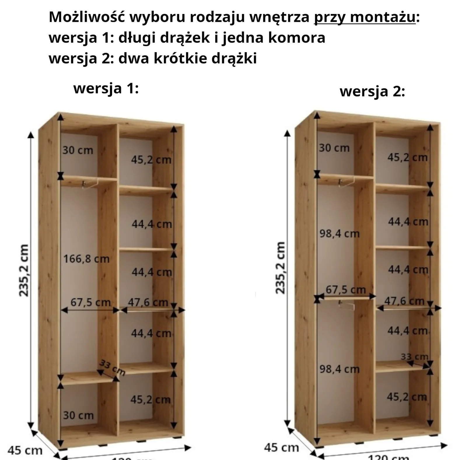 Szafa przesuwna 45 wysoka Dakota 11 120 kaszmir+kaszmir+złot