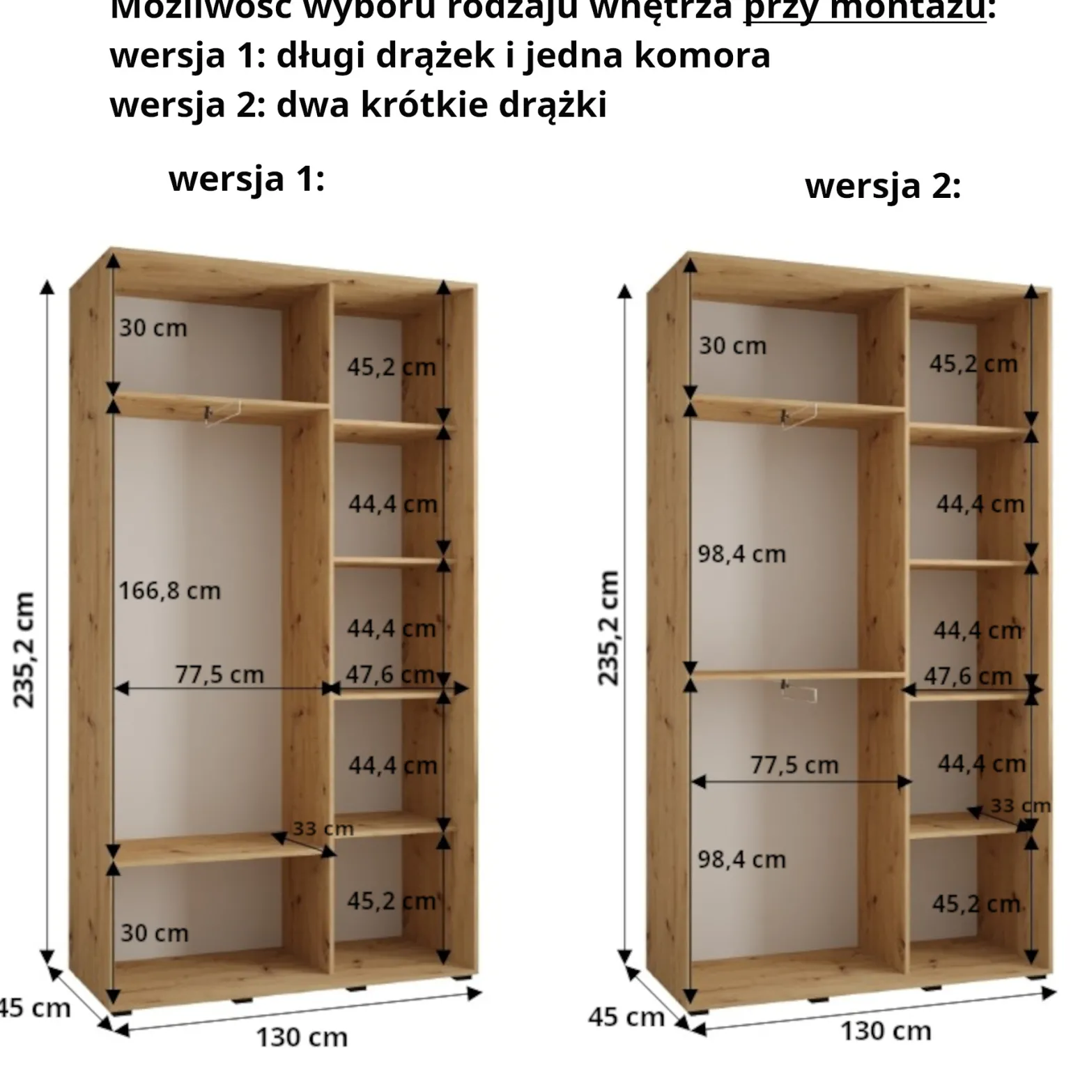Szafa przesuwna wysoka 45 Dakota 1 130 kaszmir+kaszmir+srebr