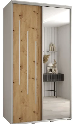 Szafa przesuwna 60 wysoka Davos 9 140 biały+artisan+srebrny