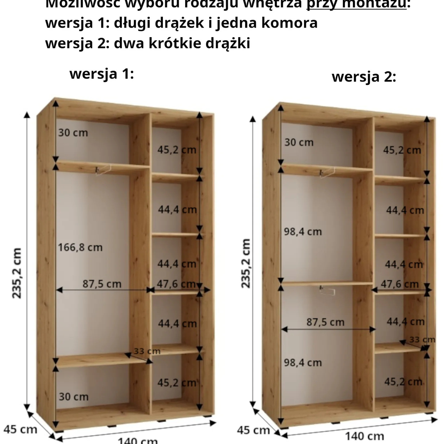 Szafa przesuwna 45 wysoka Davos 1 140 biały+czarny+srebrny