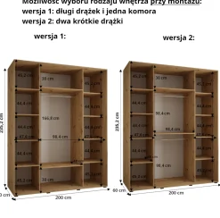Szafa przesuwna 60 wysoka Davos 1 200 czarny+biały+złoty